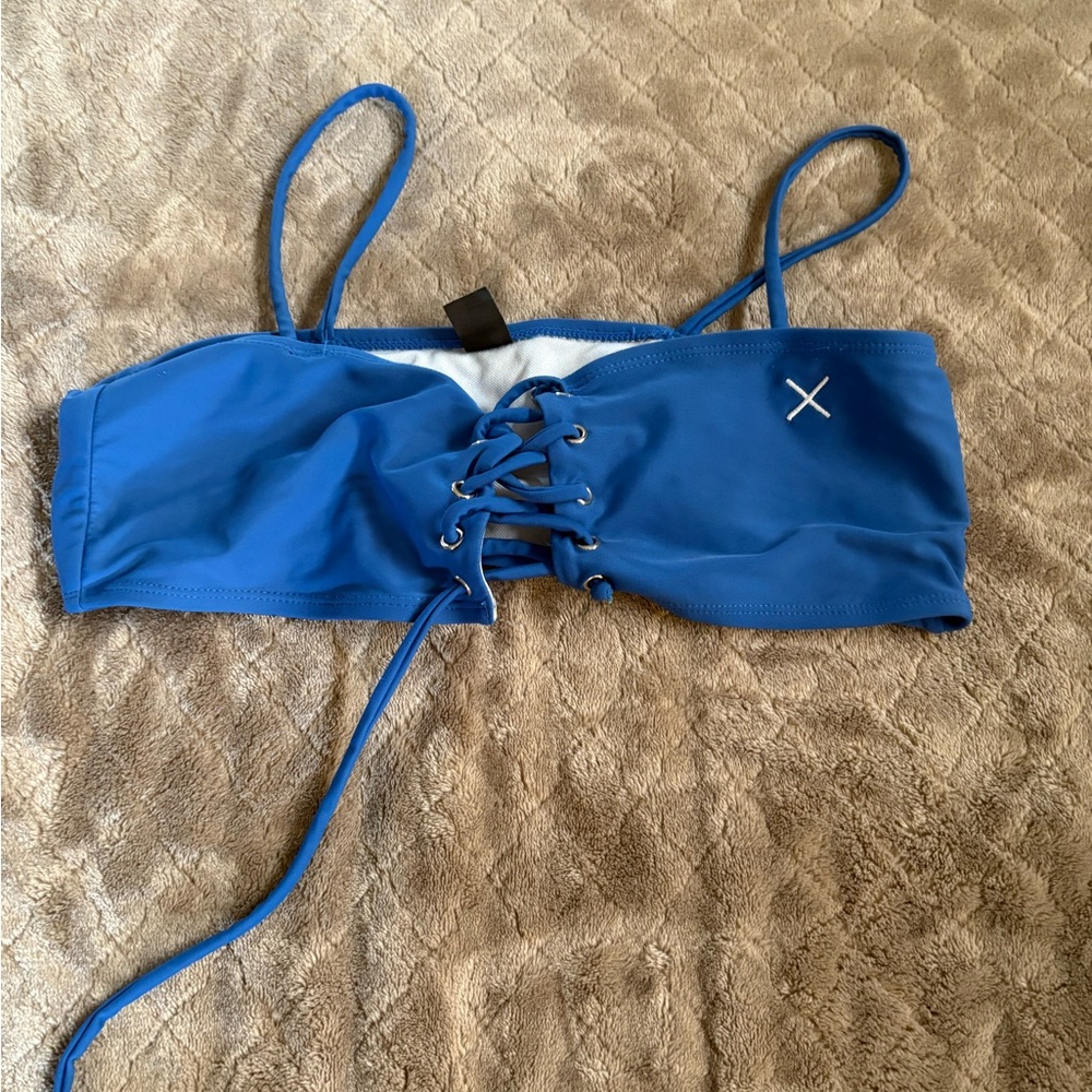 Boutine LA Blue Lace-Up Bikini Top